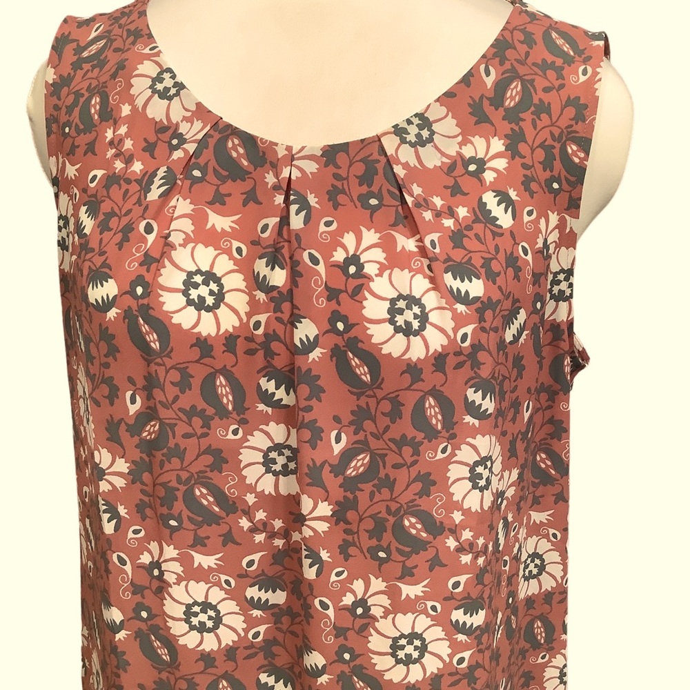 Loft Floral Scoop Sleeveless Blouse Size L
